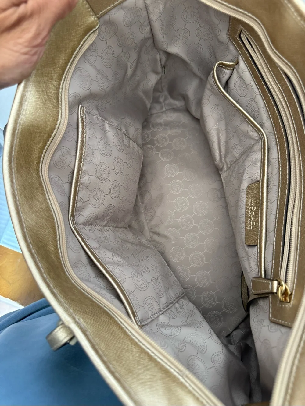 Michael Kors Metallic Gold Tote with Logo Charm